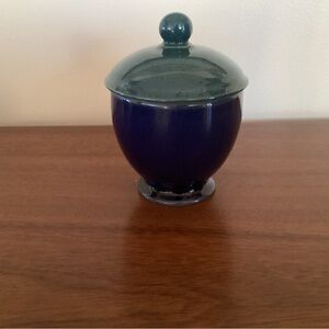 Denby Harlequin pattern sugar bowl with lid. Discontinued.